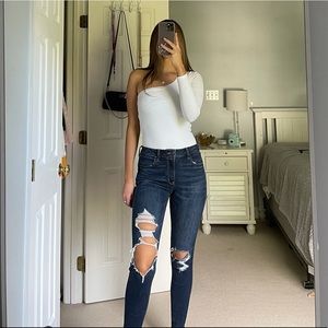 Dark Wash Ripped Jeans